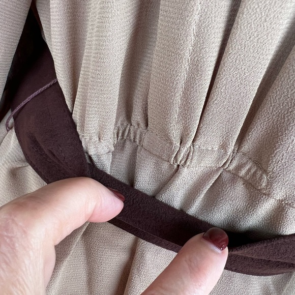 Vintage Adolph Schuman for Lilli Ann tan and brown belted dress size M - Picture 7 of 9